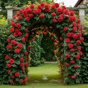 Роза плетистая Алый Триумф купить по цене от 319р. в интернет-магазине «Посадика» с доставкой почтой в в Кувшиновое и по всей России – [изображение №1].